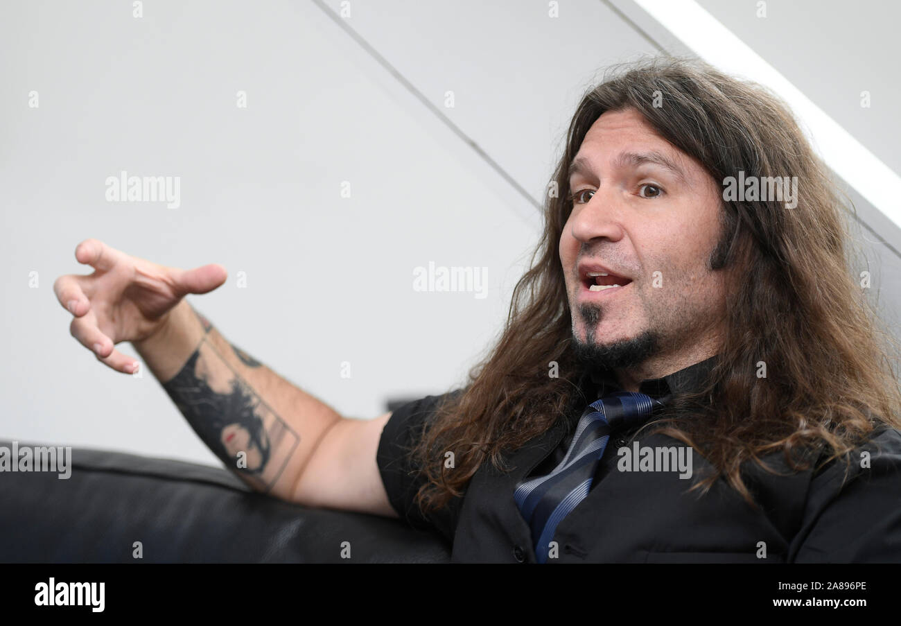 Prague, Czech Republic. 07th Nov, 2019. Greek-Canadian musician Phil Theofilos Xenidis, known as Phil X, speaks during an interview for the Czech News Agency (CTK) in Prague, Czech Republic, on November 7, 2019. Phil X plays with the Bon Jovi music band. Credit: Ondrej Deml/CTK Photo/Alamy Live News Stock Photo