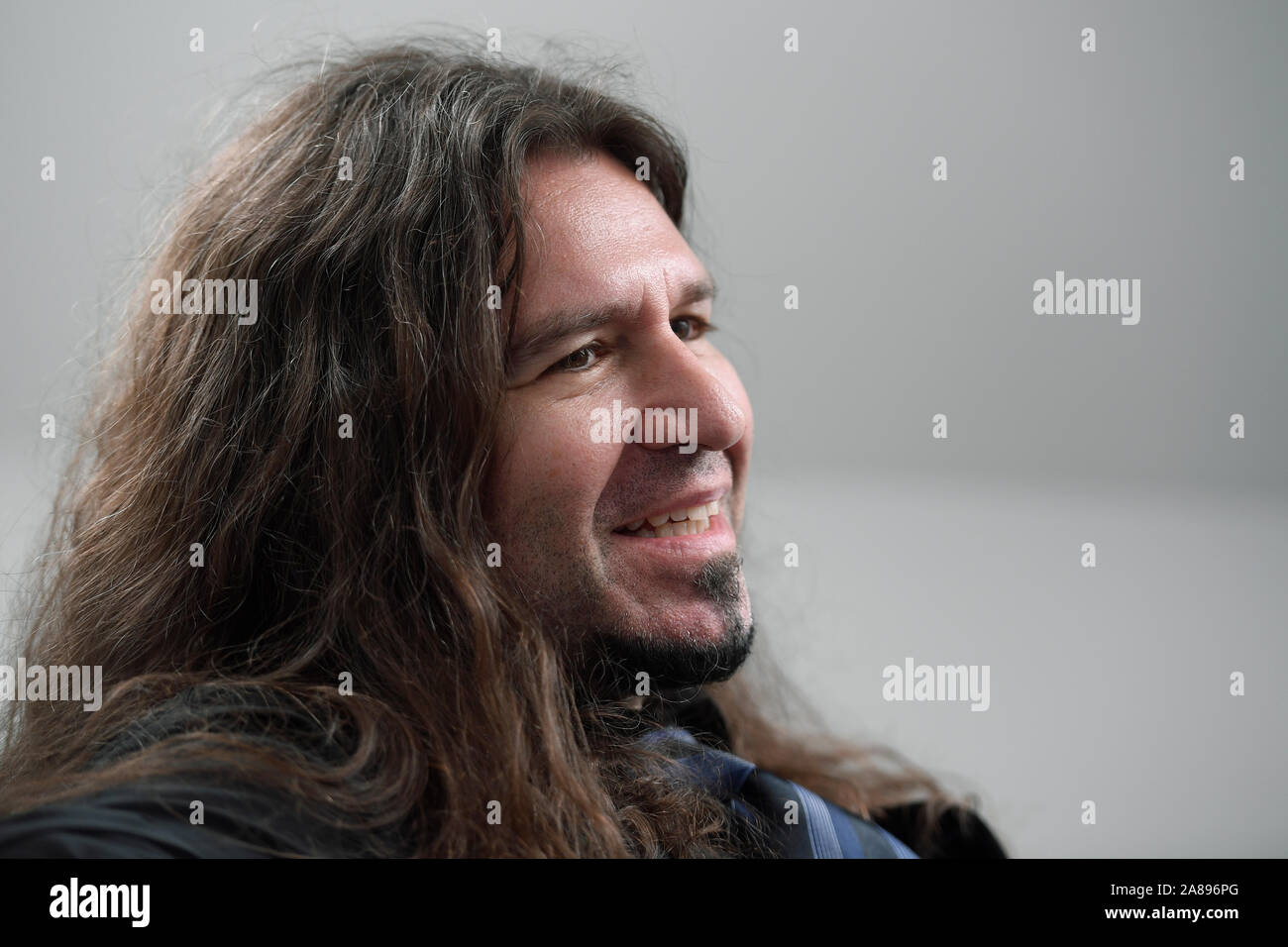 Prague, Czech Republic. 07th Nov, 2019. Greek-Canadian musician Phil Theofilos Xenidis, known as Phil X, speaks during an interview for the Czech News Agency (CTK) in Prague, Czech Republic, on November 7, 2019. Phil X plays with the Bon Jovi music band. Credit: Ondrej Deml/CTK Photo/Alamy Live News Stock Photo