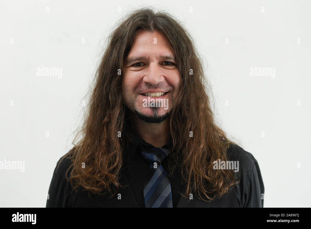 Prague, Czech Republic. 07th Nov, 2019. Greek-Canadian musician Phil Theofilos Xenidis, known as Phil X, poses for the photographer during an interview for the Czech News Agency (CTK) in Prague, Czech Republic, on November 7, 2019. Phil X plays with the Bon Jovi music band. Credit: Ondrej Deml/CTK Photo/Alamy Live News Stock Photo