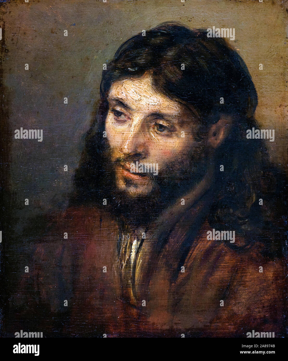 Rembrandt van Rijn, Head of Christ, painting, circa 1648 Stock Photo