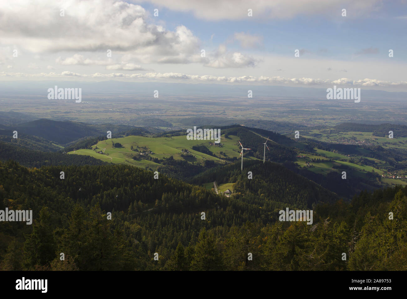 View from Schauinsland to Rhine Valley, Black Forest, Germany Stock Photo