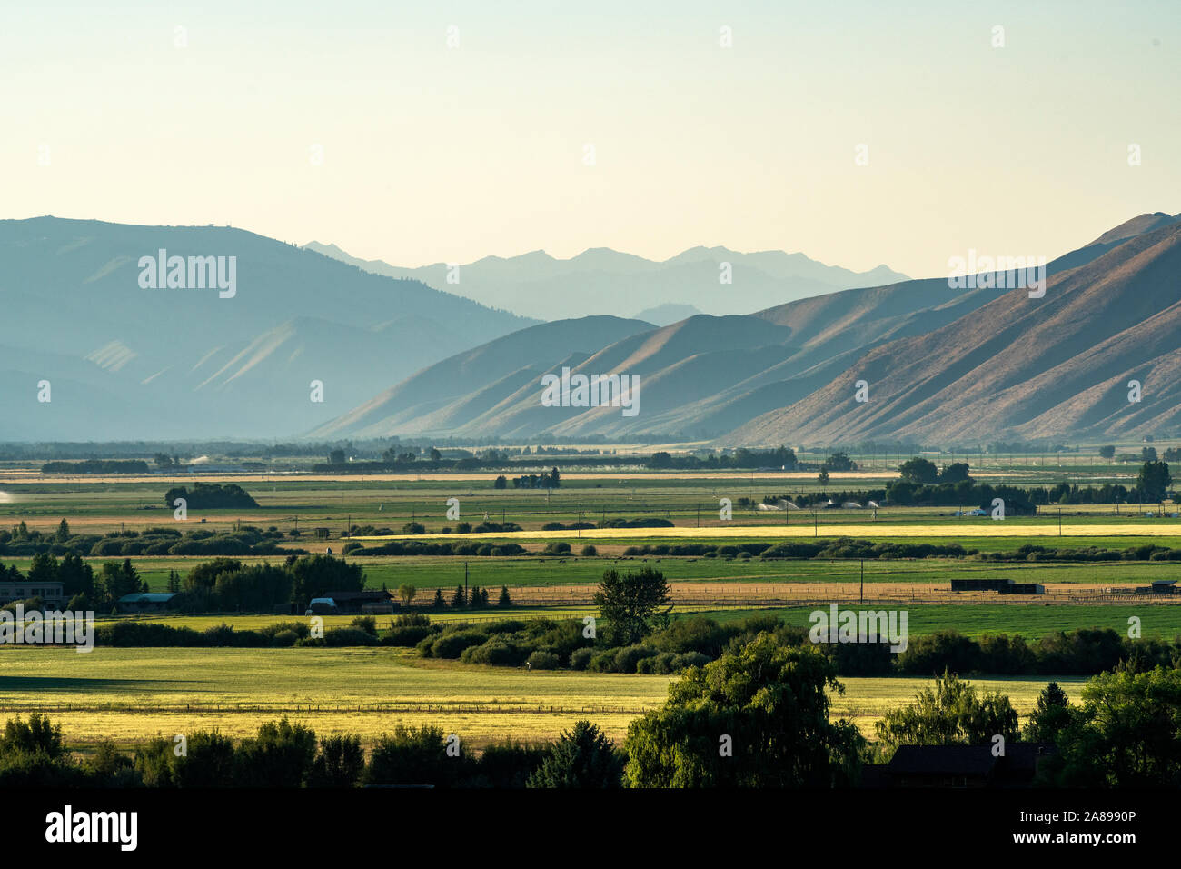 Rural landscape by mountains in Picabo, Idaho, USA Stock Photo Alamy