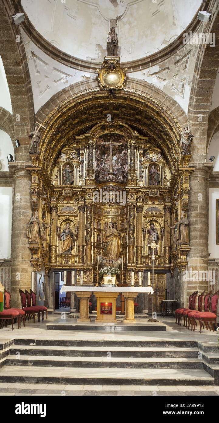 Cadiz, Iglesia Santa Cruz, former cathedral, ehemalige Kathedrale, Parish church, Barockaltar Stock Photo
