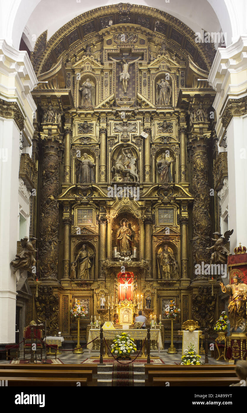 Cadiz, Parish church (Iglesia de Santiago Apóstol), Hochaltar Stock Photo