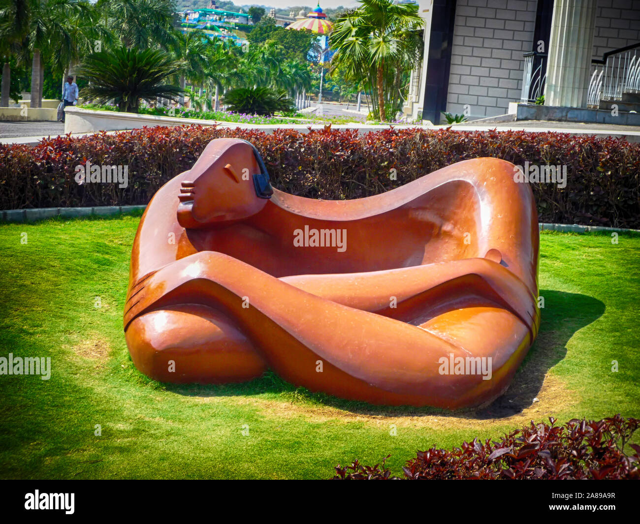 This photo shows a statue constructed with a funny design. Stock Photo