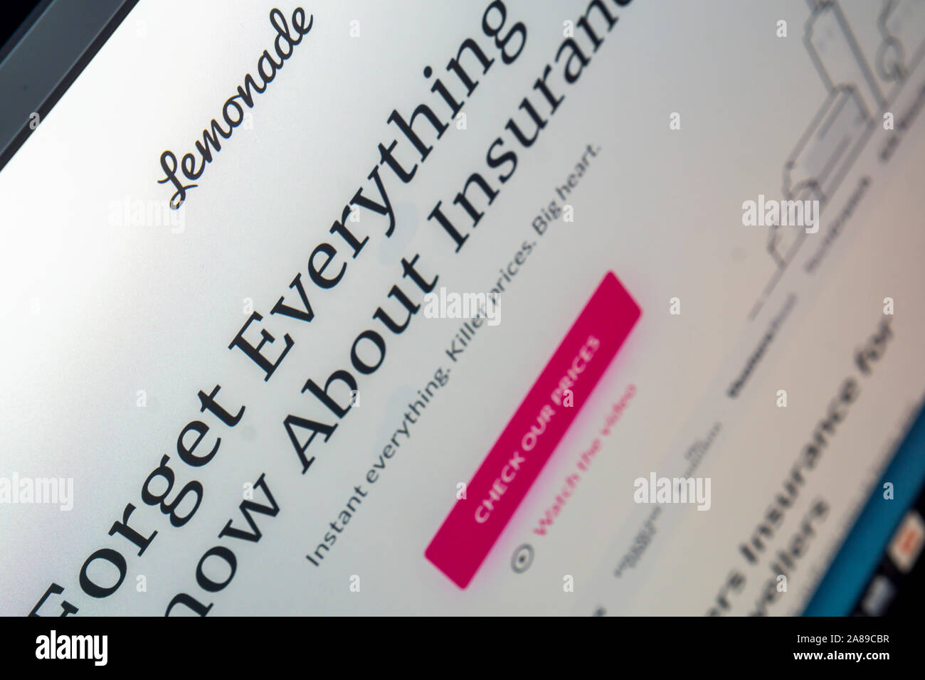 The Website Of The Ai Powered Insurance Company Lemonade Is Seen On Tuesday November 5 19 Deutsche Telekom Parent Of Magenta Enabled T Mobileusa Is Suing The Insurance Start Up Lemonade Over The Use Of