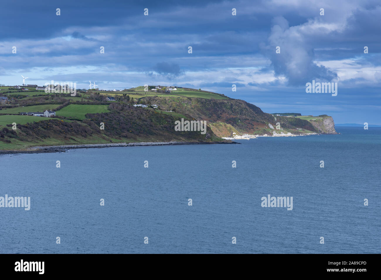Islandmagee coastline at the entrance to The Gobbins, County Antrim, Causeway coastal route, Northern Ireland Stock Photo