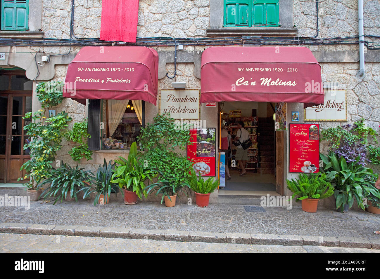 Bakery, confectionery at historic center of Valldemossa, region Comarca, Serra de Tramuntana, Mallorca, Balearic islands, Spain Stock Photo