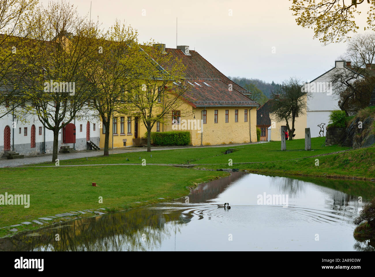 The gardens of Akershus Fortress (Akershus Festning), an iconic guardian of Oslo. Norway Stock Photo