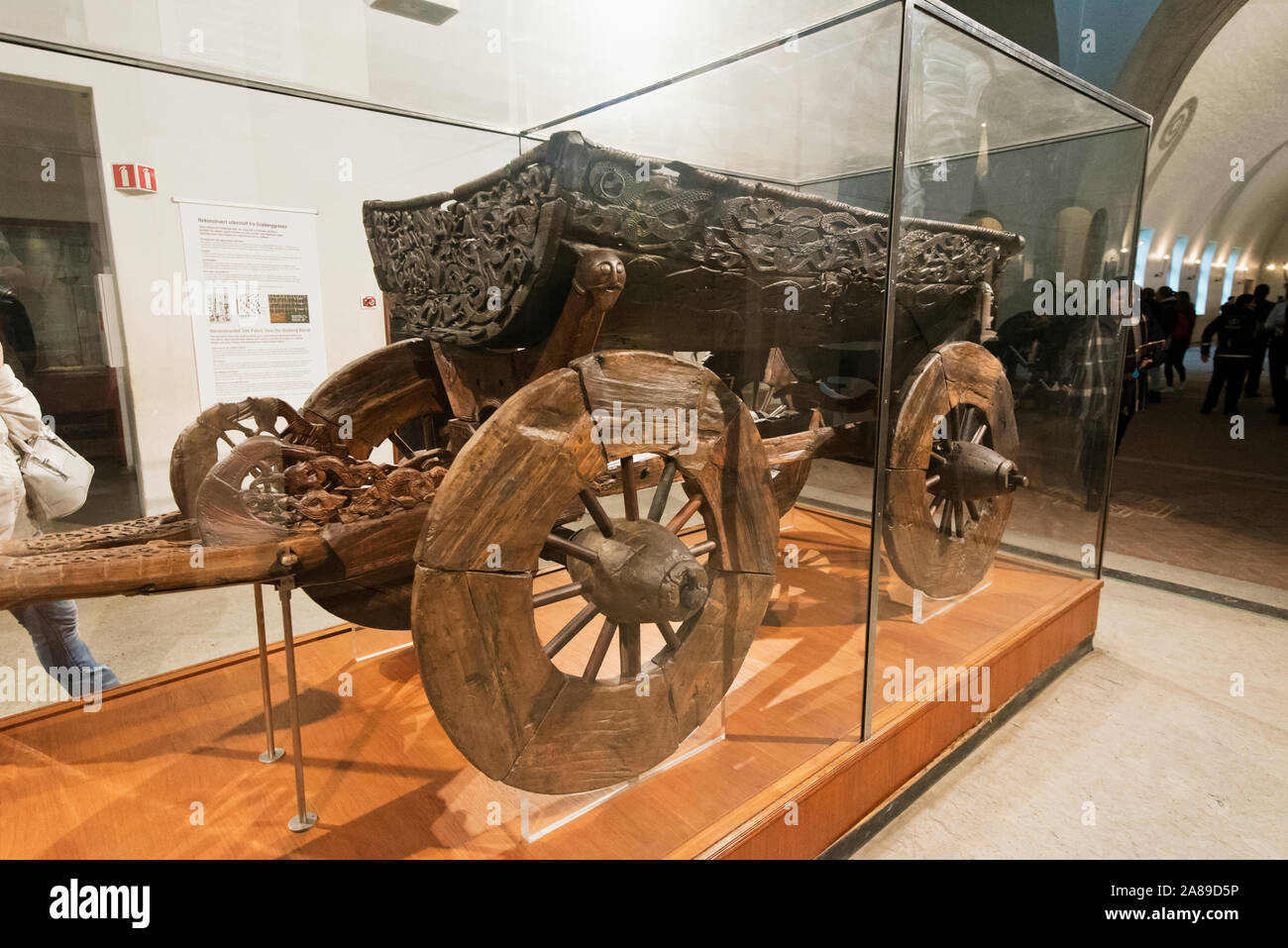 Cart from the Oseberg ship burial find, dating back to the 9th century. Viking Ship Museum, Bygdoy. Oslo, Norway Stock Photo