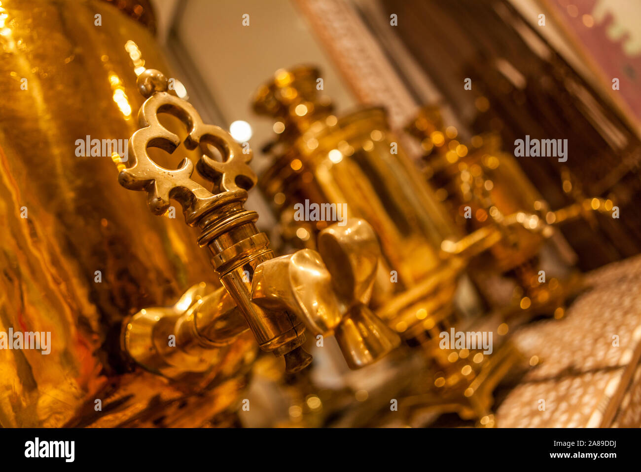 Middle Eastern Samavour Brass samovar, traditionally used in the Middle East to heat water ...