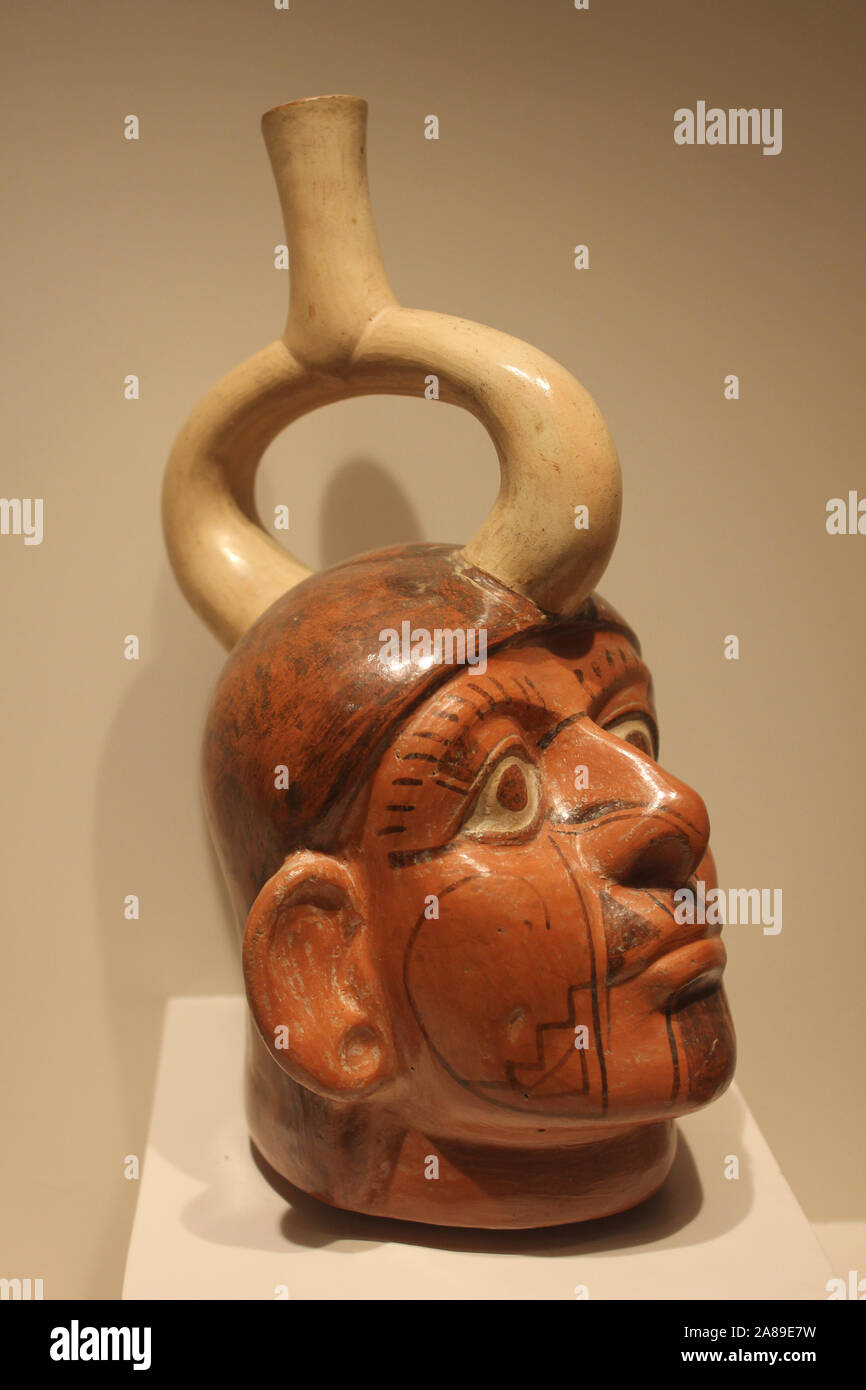 Moche Portrait Vessel Stock Photo