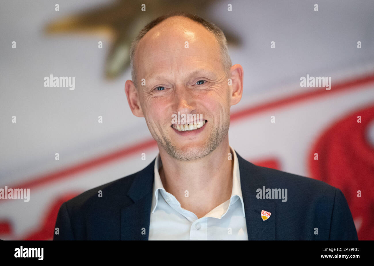 07 November 2019, Baden-Wuerttemberg, Stuttgart: Christian Riethmüller, attends a press conference. The advisory board of the second league club nominates Riethmüller for the general meeting on 15 December as presidential candidate. Photo: Marijan Murat/dpa Stock Photo