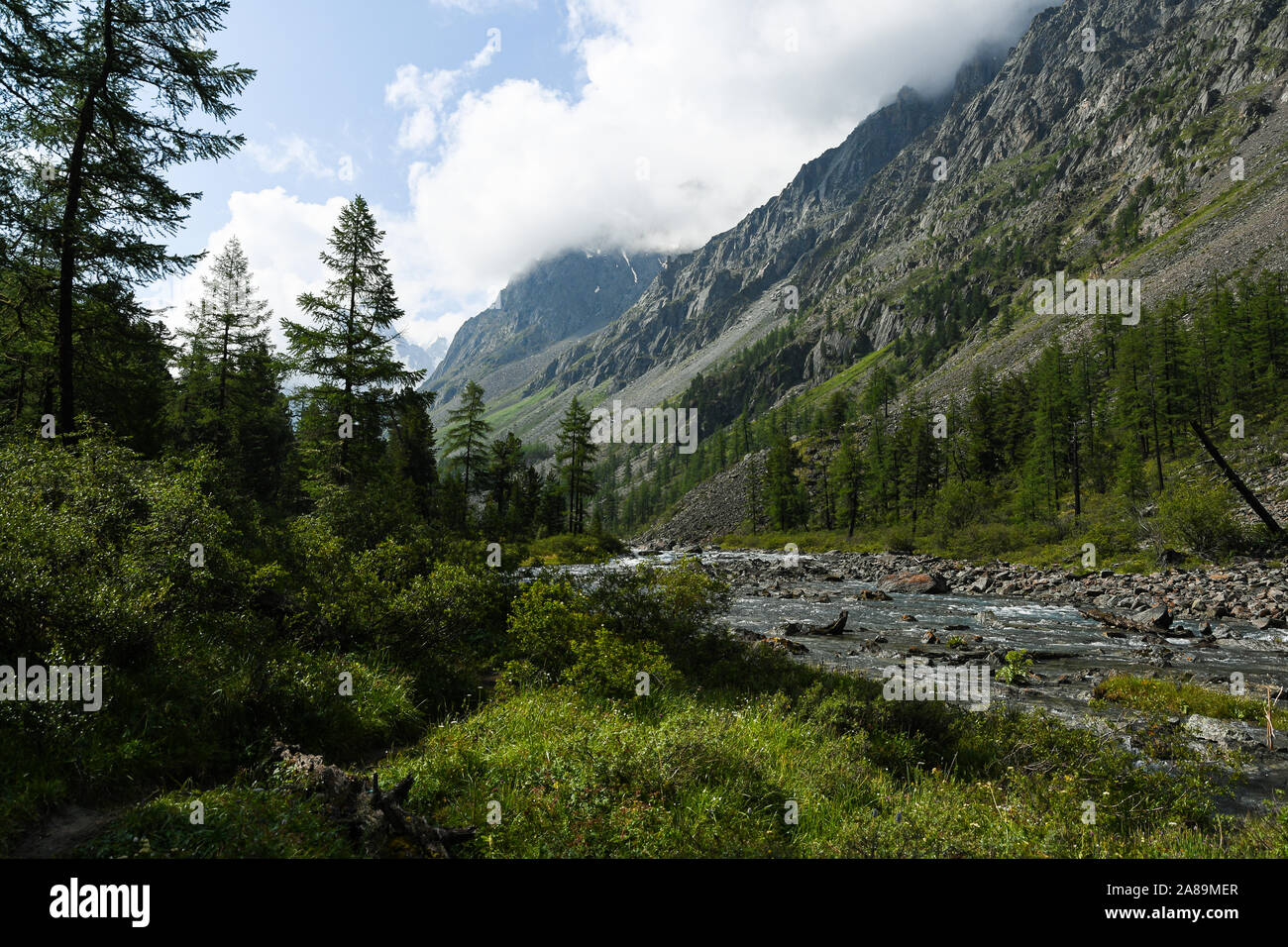 Rocks under blue sky with clouds. Mountain Hiking, summer tourism Stock ...