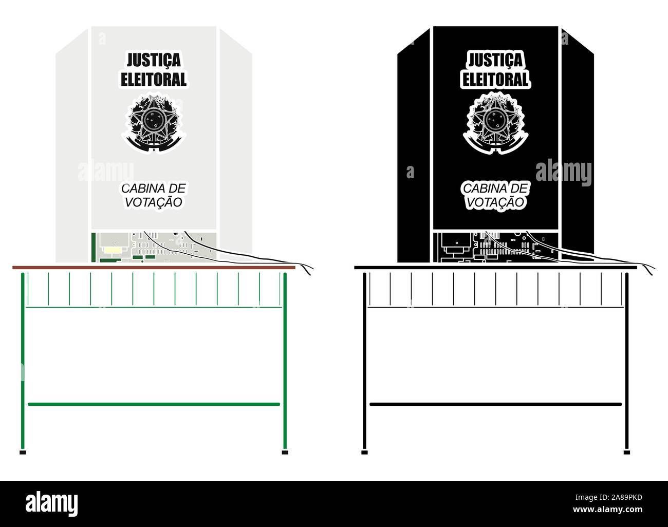 Brazilian voting booth without outline Stock Vector