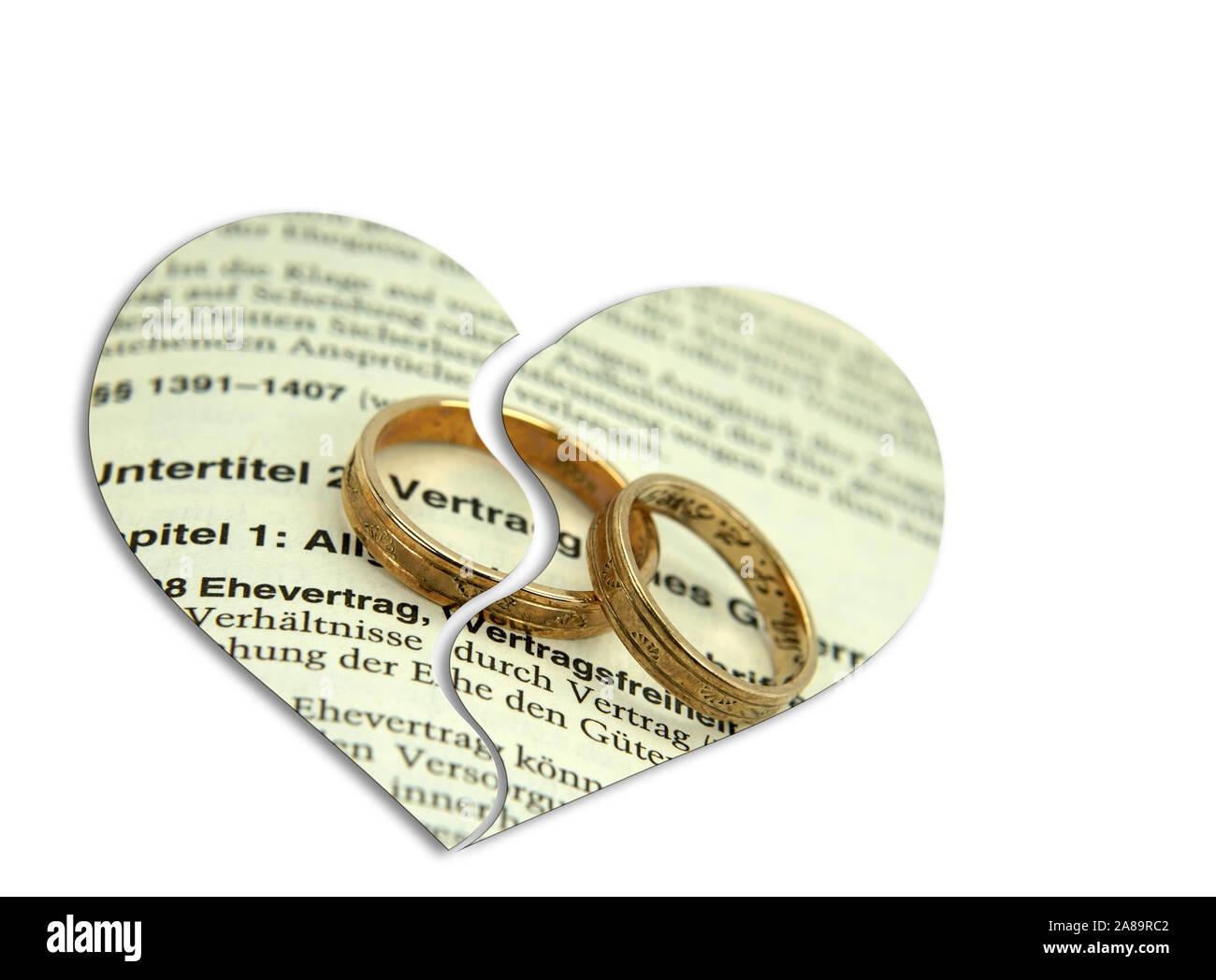 Marriage contract, divorce, symbolic representation Stock Photo