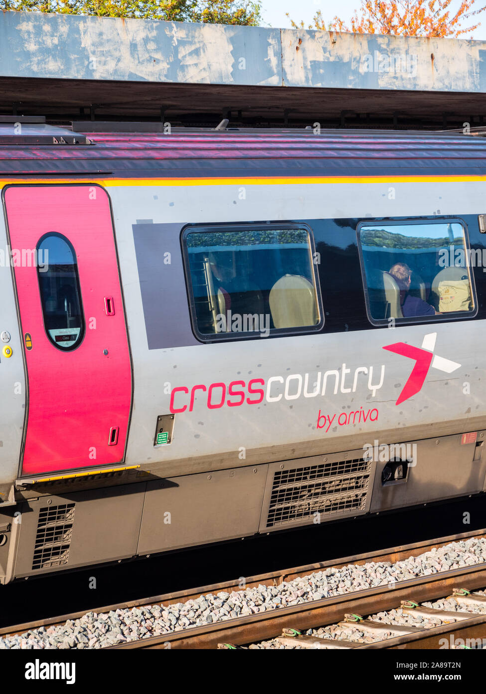 CrossCountry trains Company Train, Oxford Rail Station, Oxford, Oxfordshire, England, UK, GB. Stock Photo