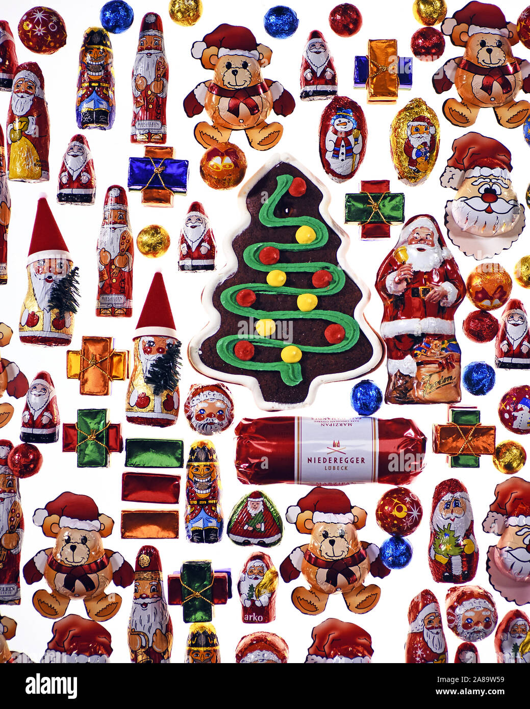 Weihnachtsteller mit Suessigkeiten Stock Photo