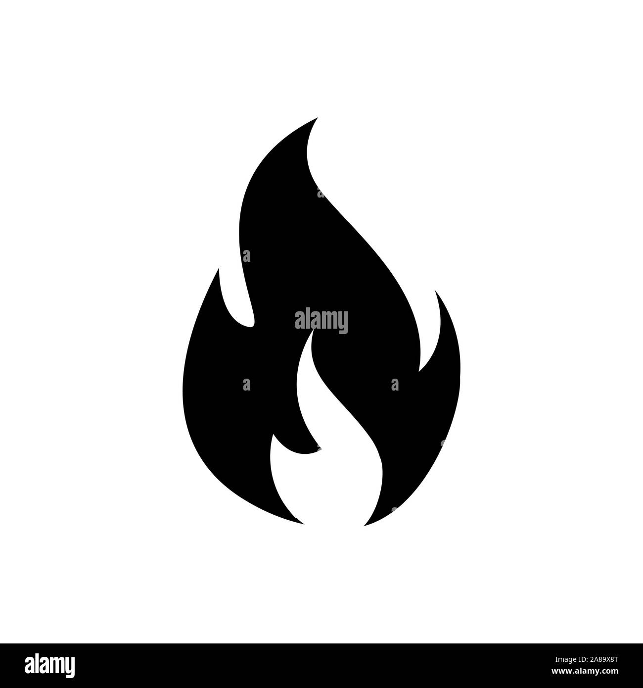 Fire icon black on white vector image. Fire flame icon, black icon