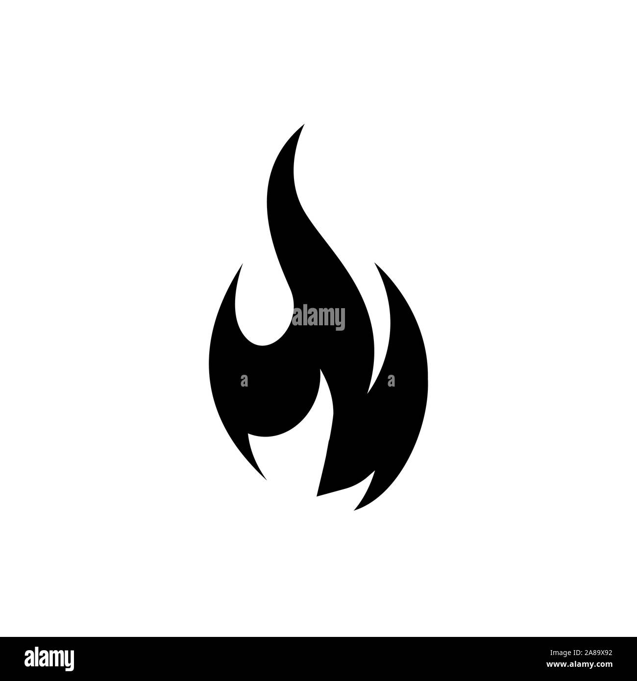 Fire icon black on white vector image. Fire flame icon, black icon isolated on white background Stock Vector