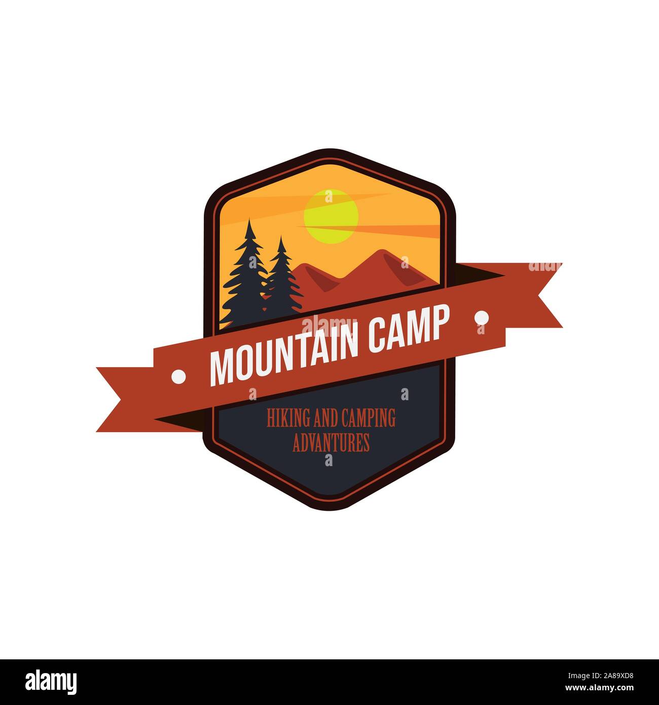 Vintage outdoors logos set. Hand drawn mountain travel badges, wildlife emblems. Camping labels concepts. Explorer illustrations Stock Vector