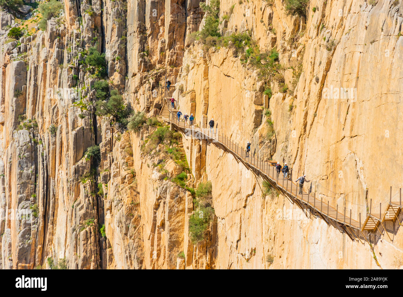 view of El Caminito del Rey or King's Little Path, one of the most Dangerous Footpath reopened