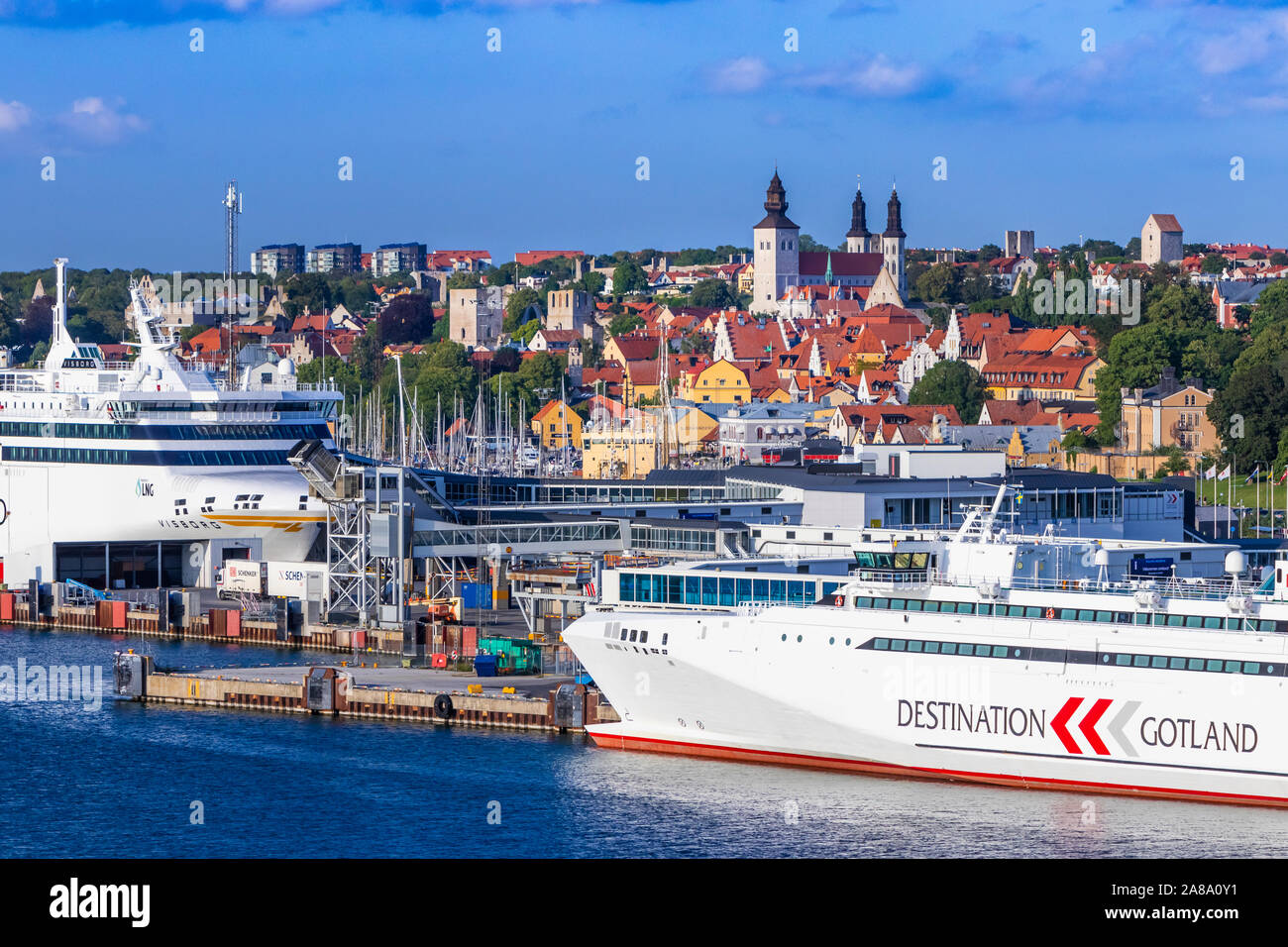 Destination Gotland ferries docked at Visby, Sweden Stock Photo - Alamy