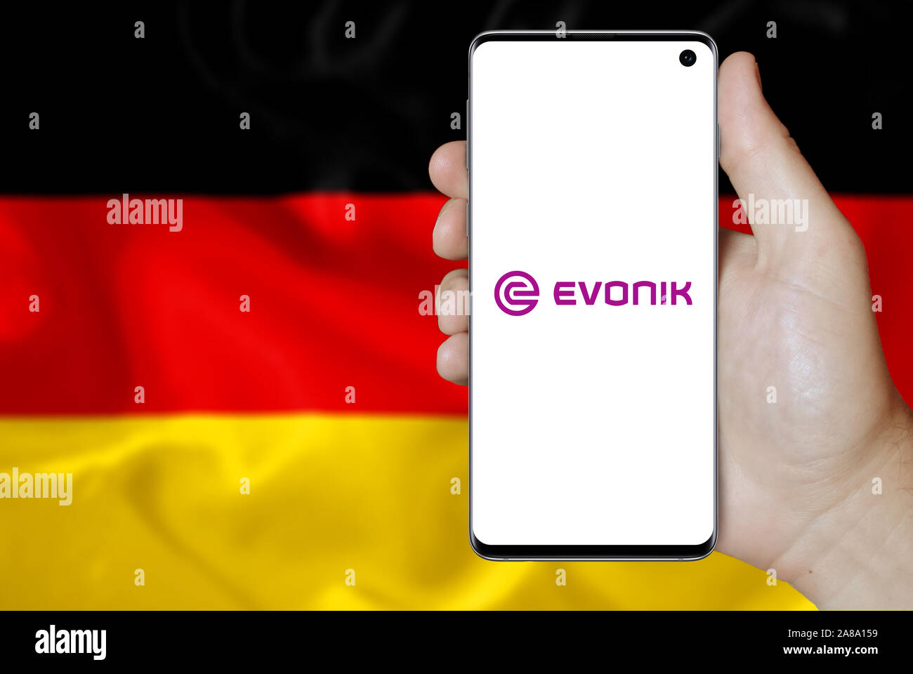 Logo of public company Evonik Industries displayed on a smartphone
