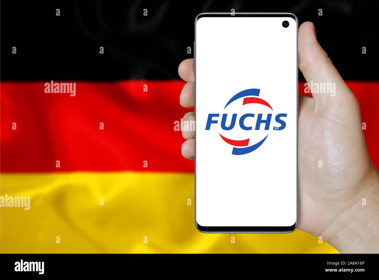 Logo Of Public Company Fuchs Petrolub Se Displayed On A Smartphone Flag Of Germany Background Credit Pixduce Stock Photo Alamy