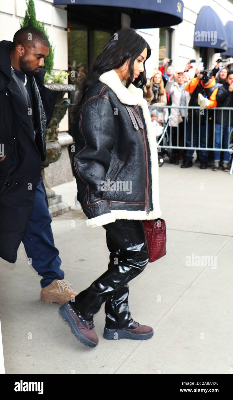 New York, NY, USA. 7th Nov, 2019. Kanye West and Kim Kardashian West seen  leaving the