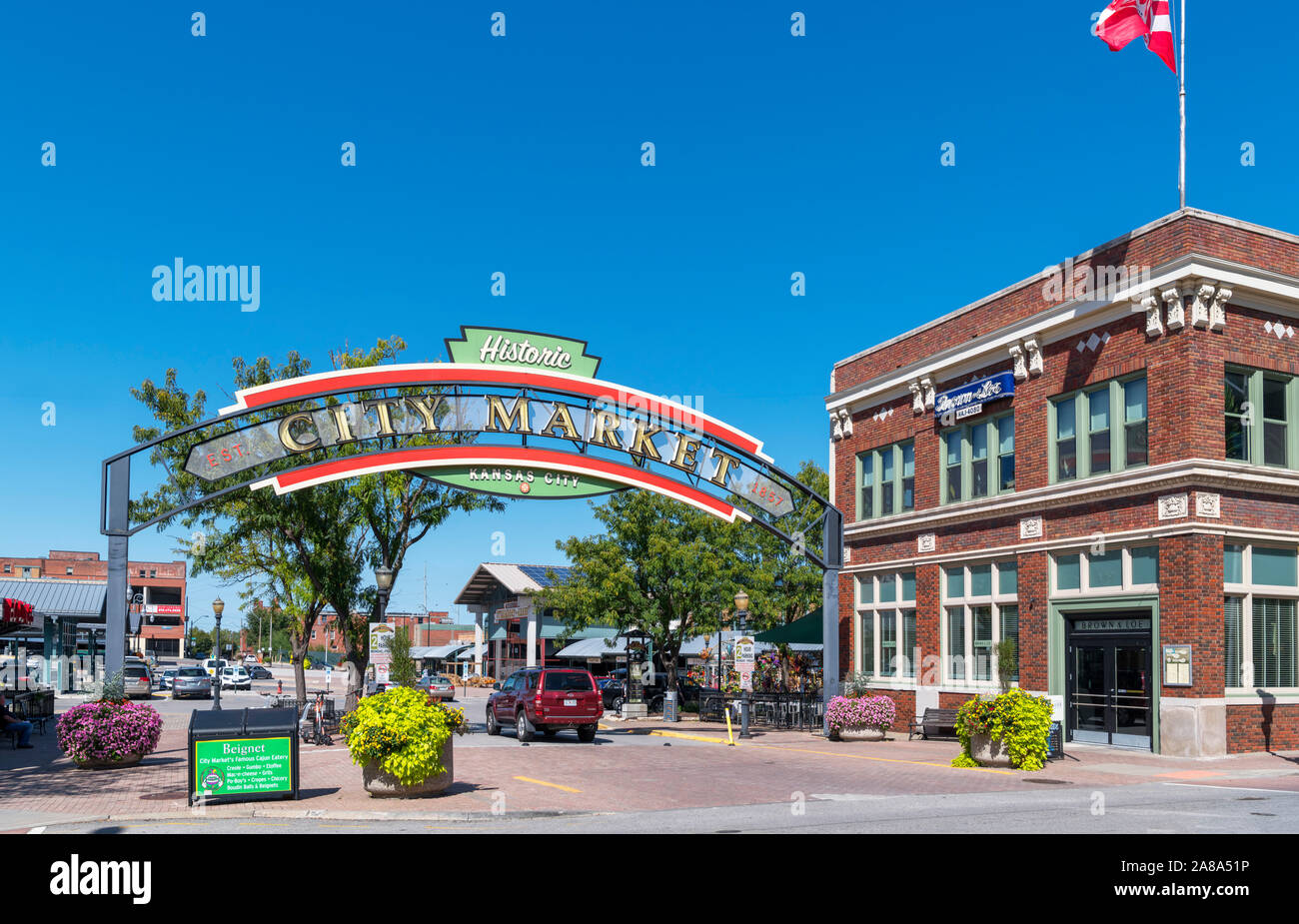 Entrance to the historic City Market, River Market district, Kansas City, Missouri, USA Stock Photo