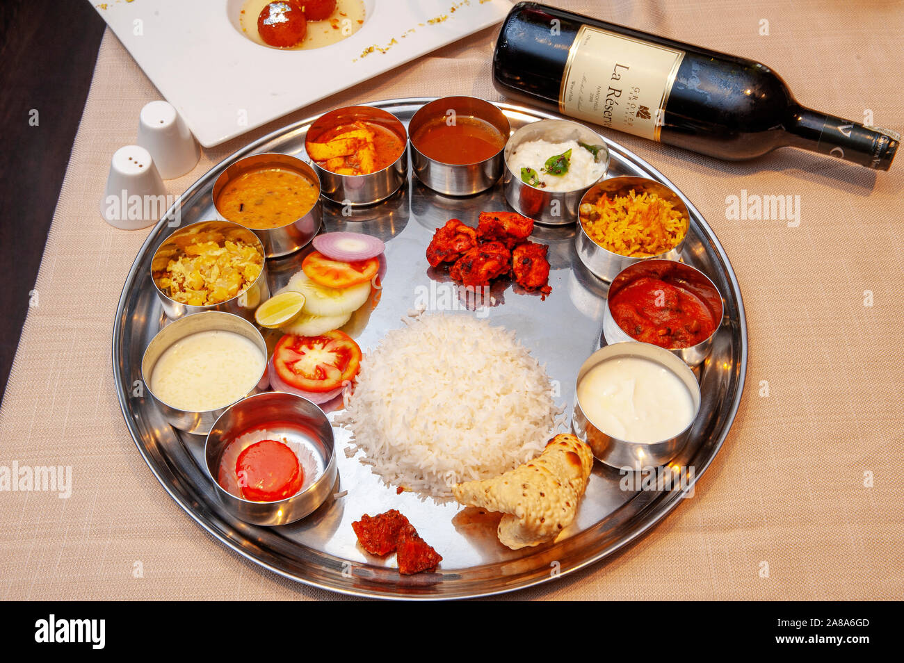 Traditional way to serve food on a tray, Bangalore, Karnataka, India Stock Photo Alamy