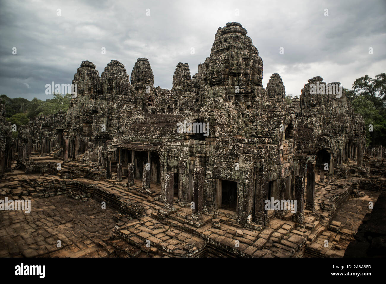 General View Of Bayon At The Angkor Thom Temple In Angkor Wat Siem Reap Cambodia Stock Photo Alamy