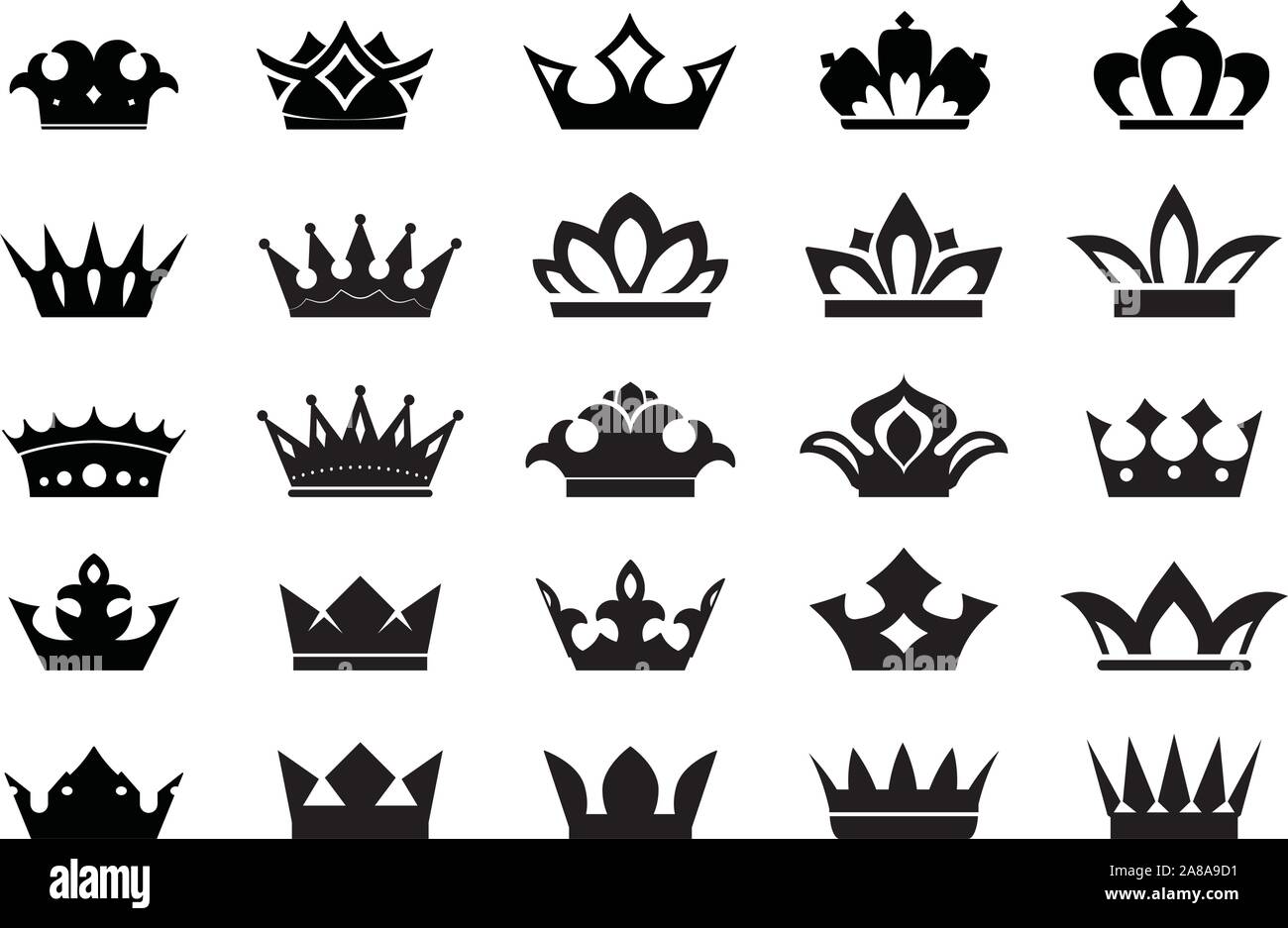 Big Set of vector king crowns icon on white background. Vector  Illustration. Emblem and Royal symbols Stock Vector Image & Art - Alamy