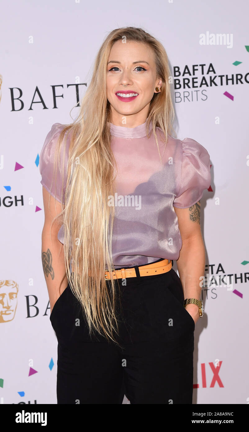 Julia Hardy arriving for the annual BAFTA Breakthrough Brit Party at Banqueting House, London. Stock Photo