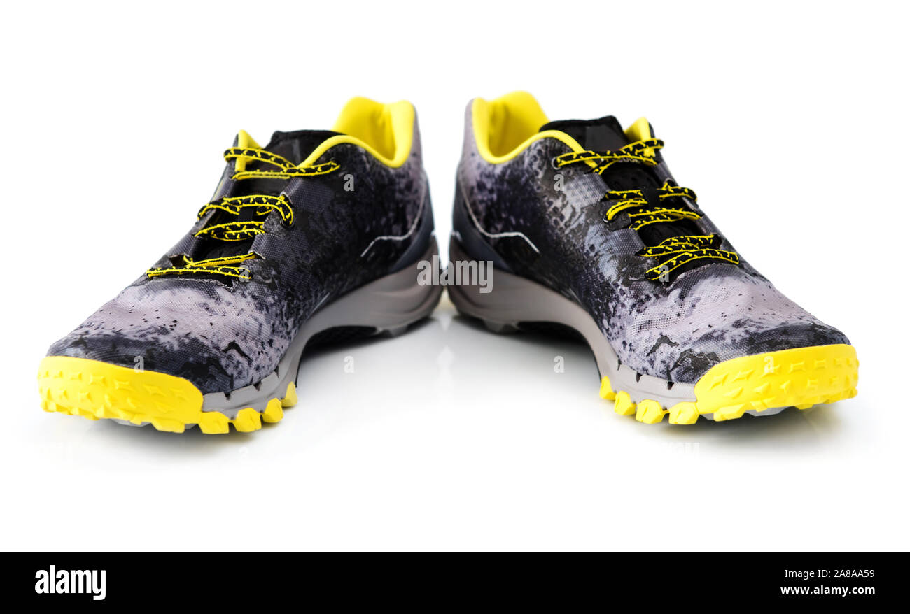 Pair of male sport sneakers on white background Stock Photo