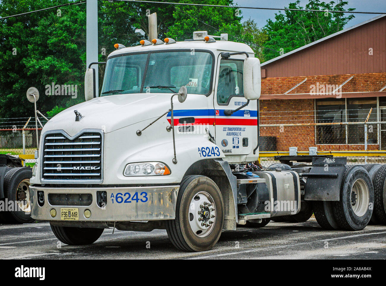 A Mack truck is pictured outside the headquarters of Comcar Industries