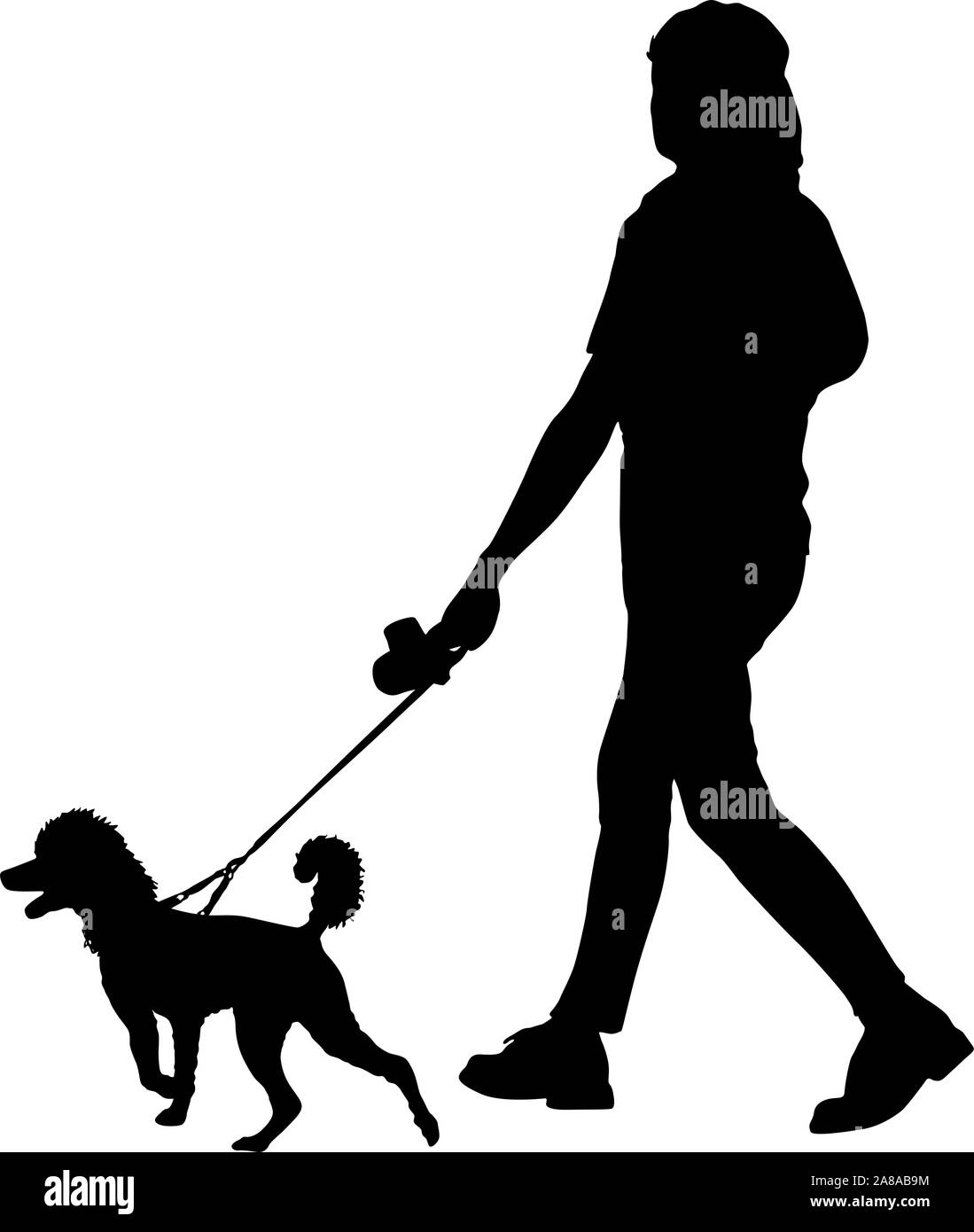 Silhouette of woman and dog on a white background Stock Vector Image ...