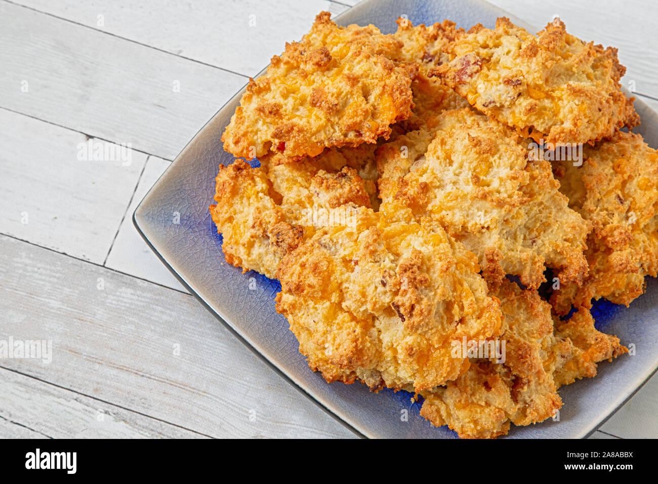 Ketogenic breakfast biscuits with lots of cheese and bacon Stock Photo
