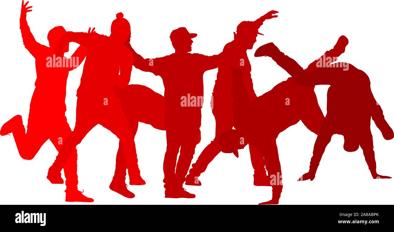 Set Silhouettes breakdancer on a white background Stock Vector Image ...
