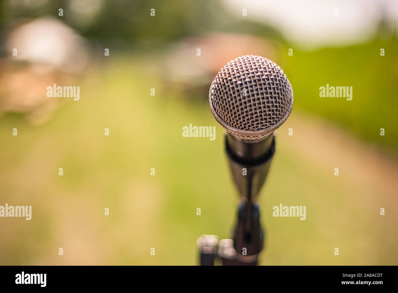 Microphone on the stage Stock Photo Alamy