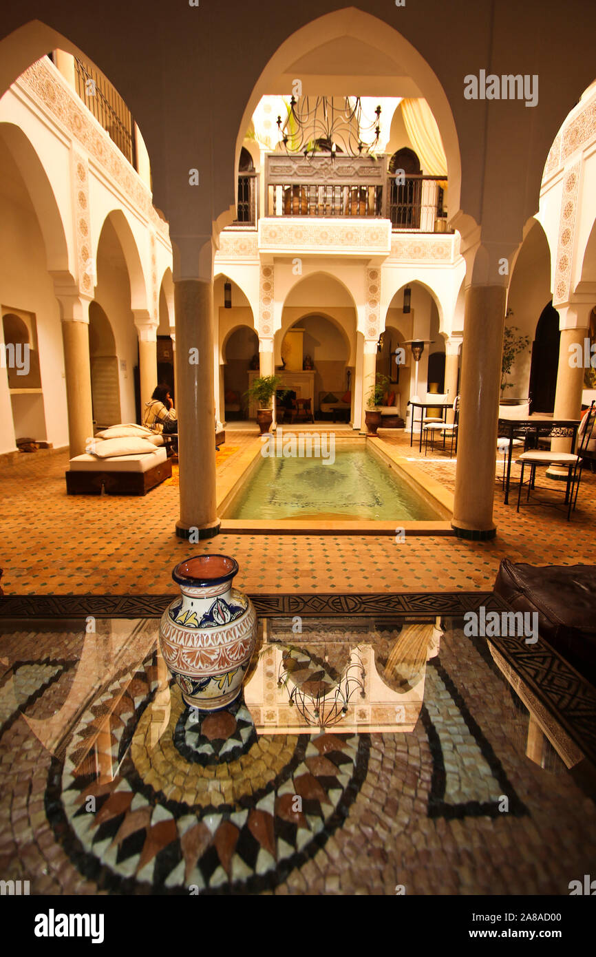 Riad courtyard. Marrakech. Morocco Stock Photo