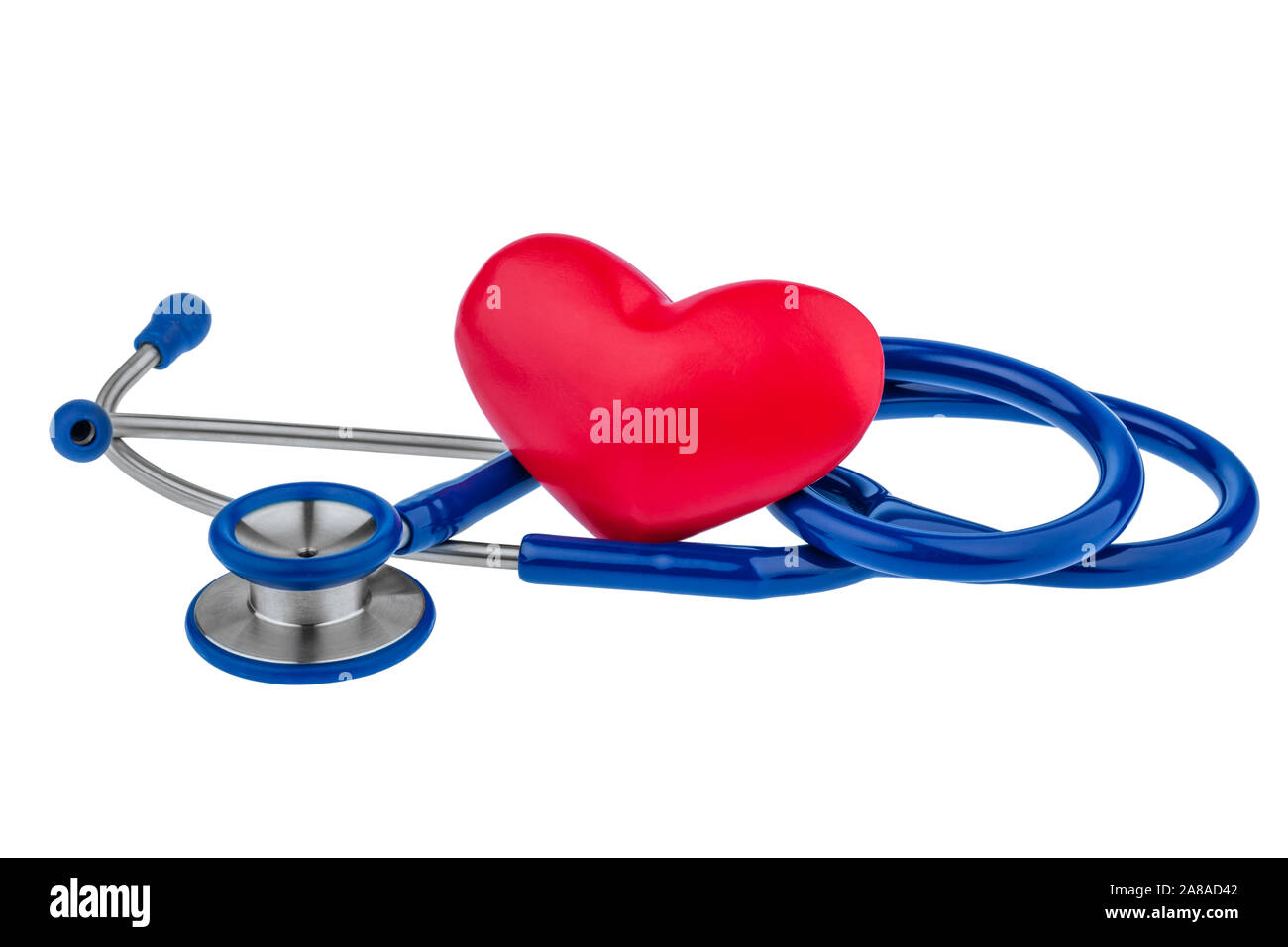 Ein Stethoskop eines Arztes. Isoliert auf weissem Hintergrund, Rotes Herz, Stock Photo