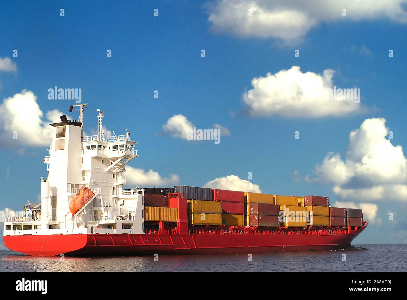Containerschiff, Transport, Verkehr, Seeweg, Container, Warentransport, Güterverkehr, Stock Photo