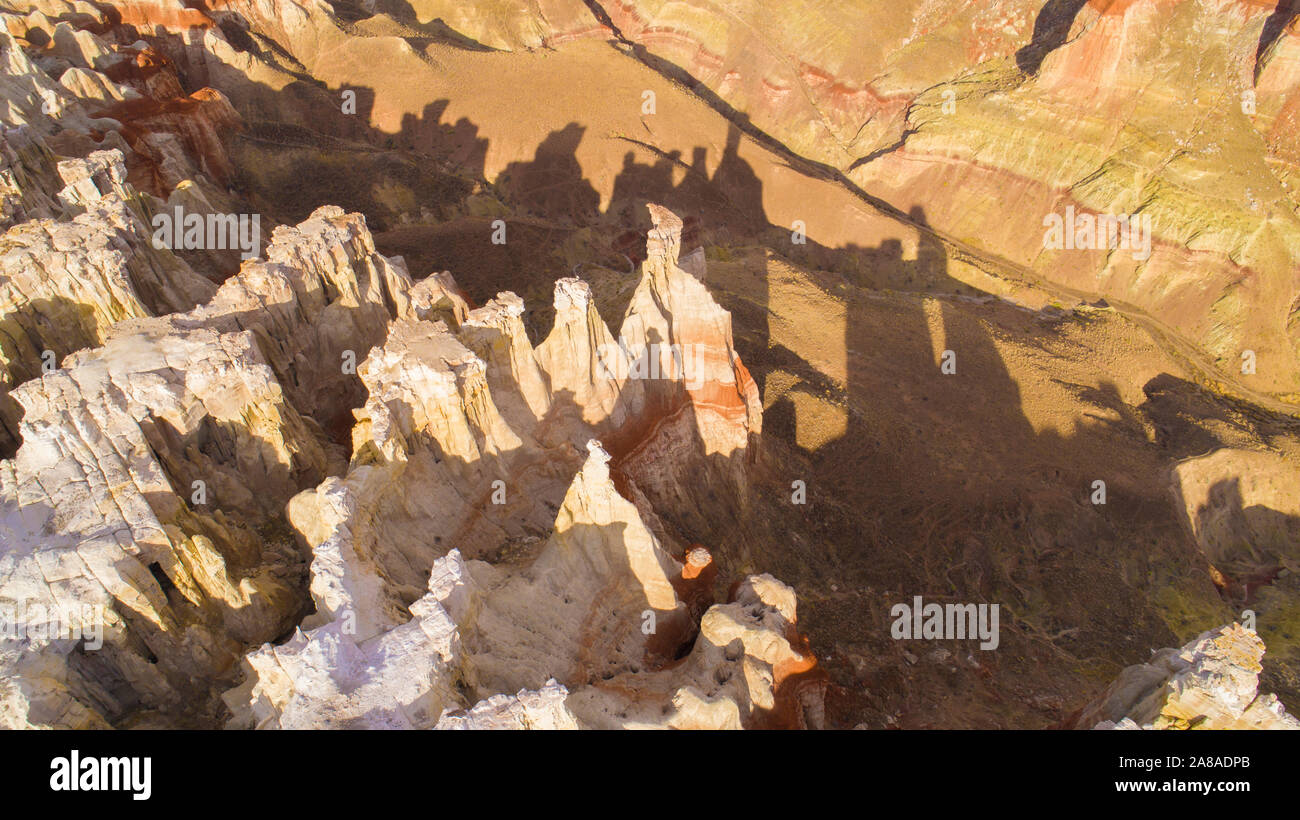 Pinnacles and shadows , Coal Mine Canyon Navajo Tribal Park, Arizona Canyon system near Tuba City Stock Photo