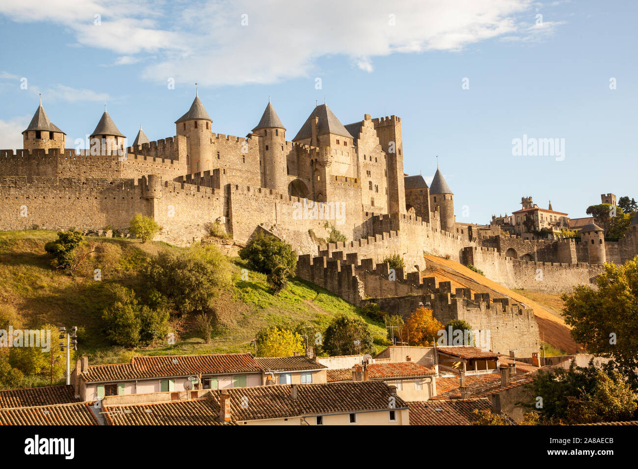 The hill top medieval castle Citadel in the fortified French city town ...
