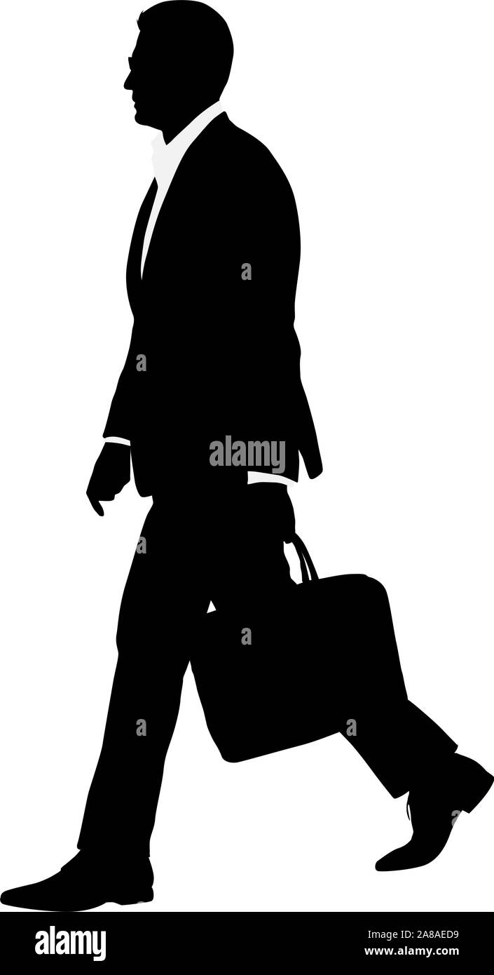 Silhouette businessman man in suit with tie with a briefcase on a white ...