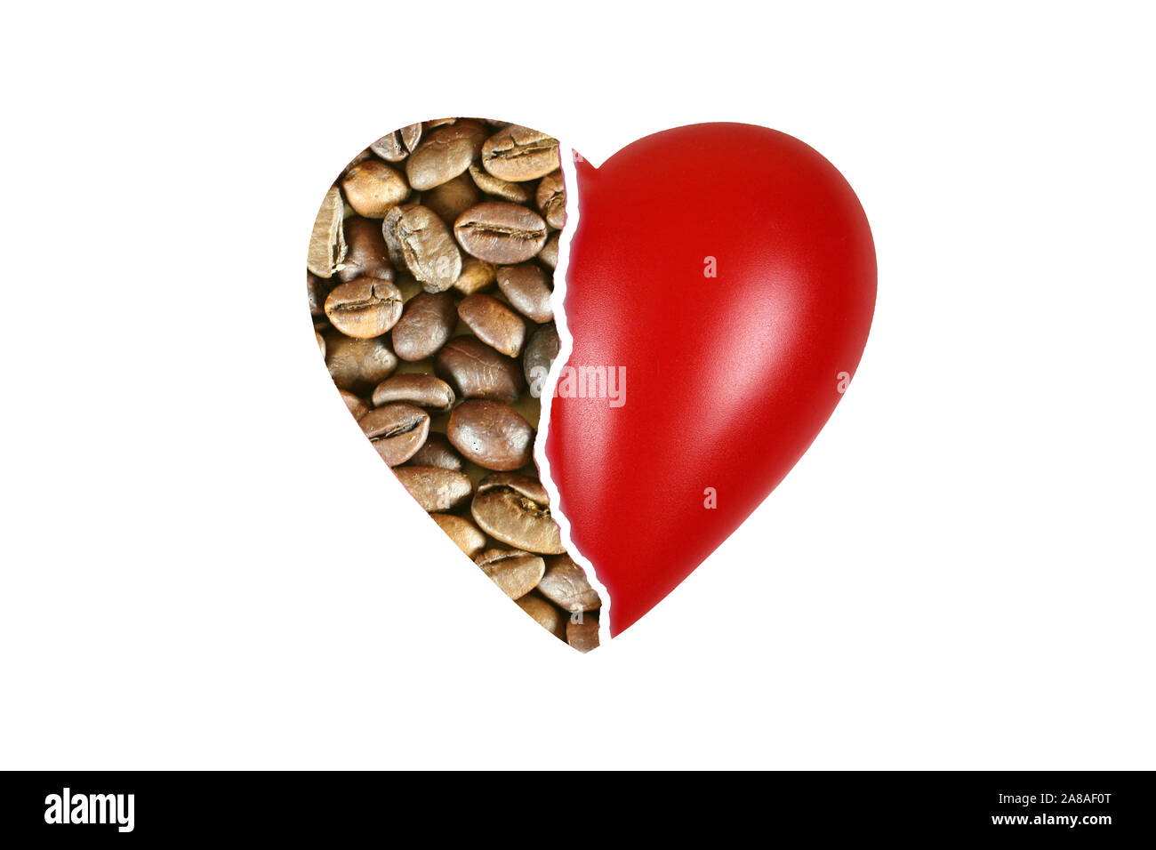 Rotes Herz, Organ, Gesundheit, Körperteil, Gebrochenes Herz, zu viel Kaffee, Coffein, Herzprobleme, Stock Photo