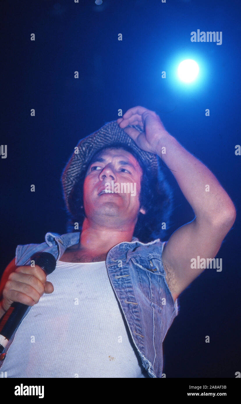 Australian heavy metal band AC/DC onn stage in London 1986 Brian