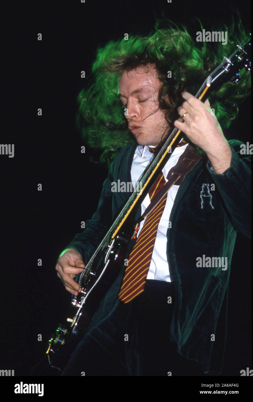 Australian heavy metal band AC/DC onn stage in London 1986 Angus Young Stock Photo Alamy